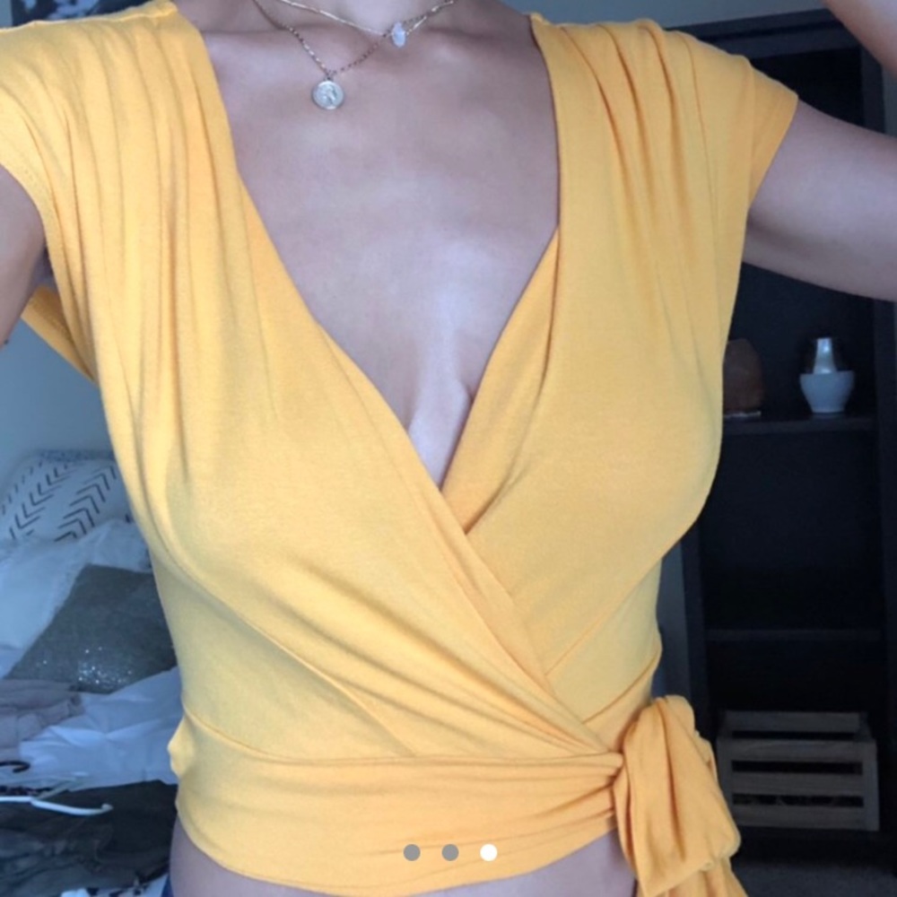 Wrap Front Contemporary Top in Yellow